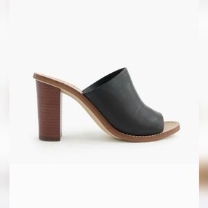 J. Crew Black Leather Open-Toe Mule